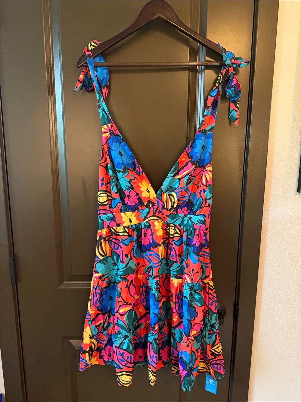 Womans Floral Tie-Shoulder Swim Dress - Multicolor